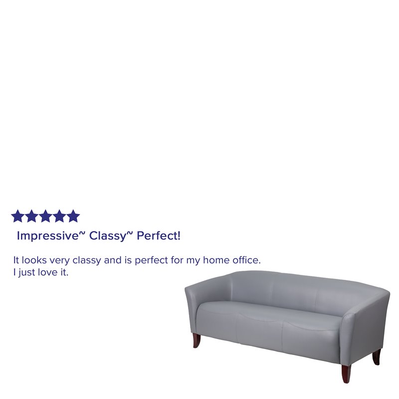 Pemberly Row Modern / Contemporary Leather Reception Sofa in Gray