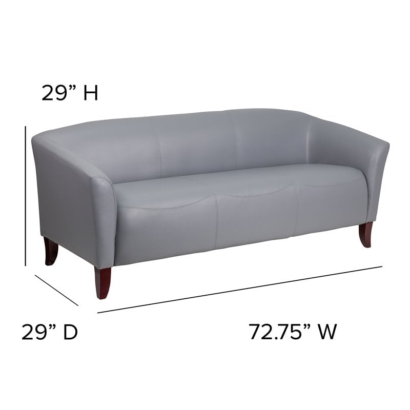 Pemberly Row Modern / Contemporary Leather Reception Sofa in Gray