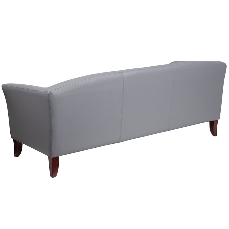 Pemberly Row Modern / Contemporary Leather Reception Sofa in Gray
