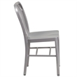 Pemberly Row Metal Vertical Slat Back Dining Side Chair in Silver