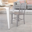 Pemberly Row Metal Vertical Slat Back Dining Side Chair in Silver
