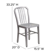 Pemberly Row Metal Vertical Slat Back Dining Side Chair in Silver