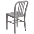 Pemberly Row Metal Vertical Slat Back Dining Side Chair in Silver