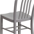 Pemberly Row Metal Vertical Slat Back Dining Side Chair in Silver