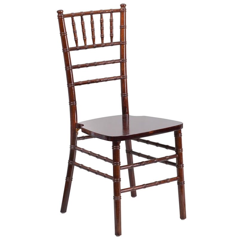 Pemberly Row Wood Chiavari Stacking Dining Side Chair in Fruitwood
