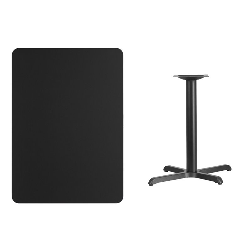 Pemberly Row Modern / Contemporary 30X42 Laminate Table-X-Base In Black