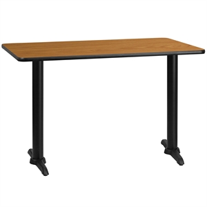 Pemberly Row 30&quot x 48&quot Restaurant Dining Table in Black and Natural