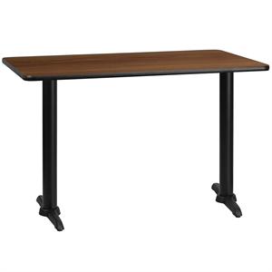 Pemberly Row 30&quot x 48&quot Restaurant Dining Table in Black and Walnut