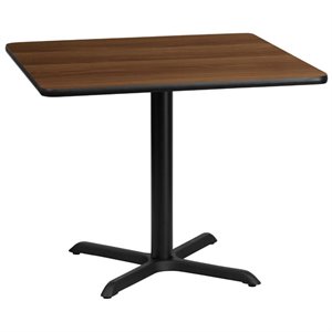 Pemberly Row 36&quot Square Restaurant Dining Table in Black and Walnut