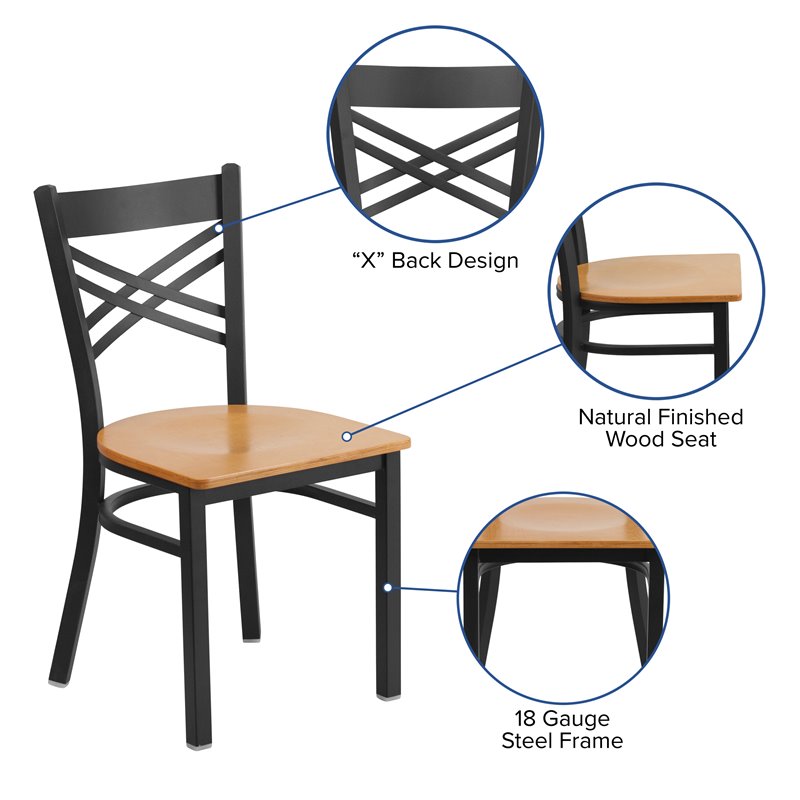 Pemberly Row Modern Restaurant Dining Chair in Black and Natural