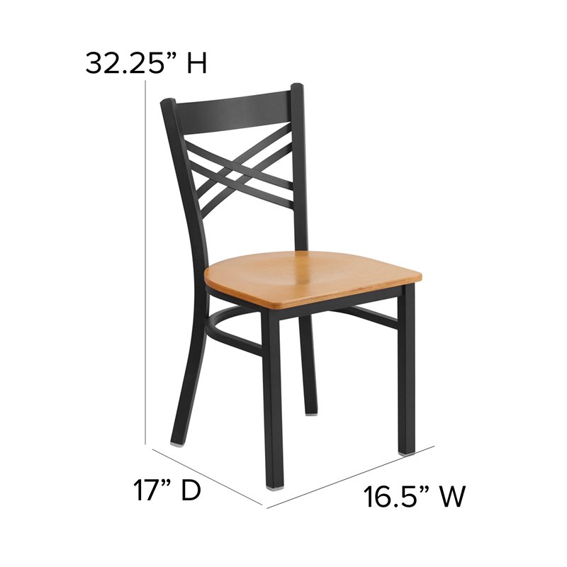 Pemberly Row Modern Restaurant Dining Chair in Black and Natural