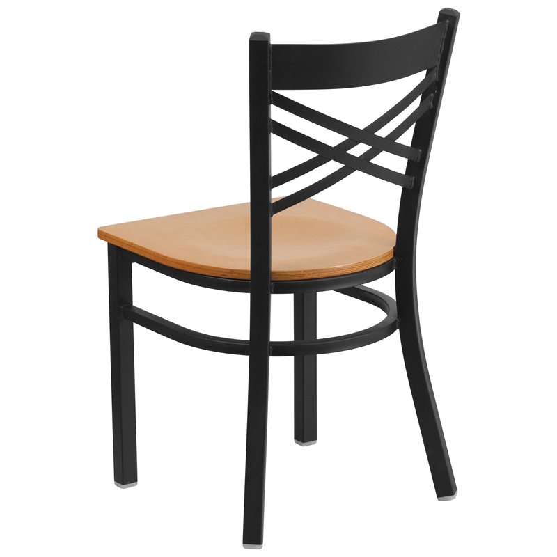 Pemberly Row Modern Restaurant Dining Chair in Black and Natural