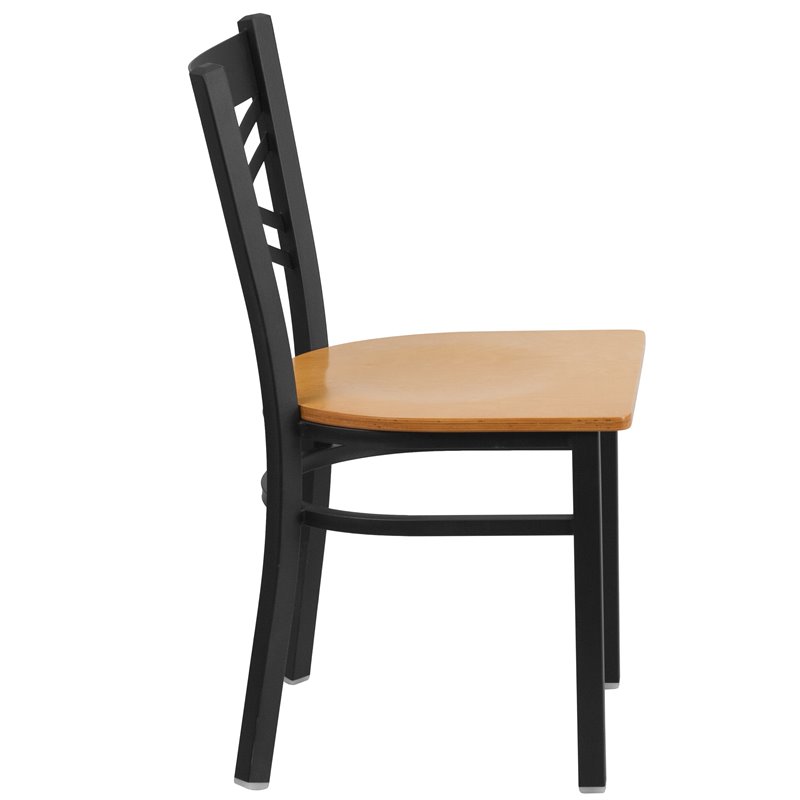 Pemberly Row Modern Restaurant Dining Chair in Black and Natural