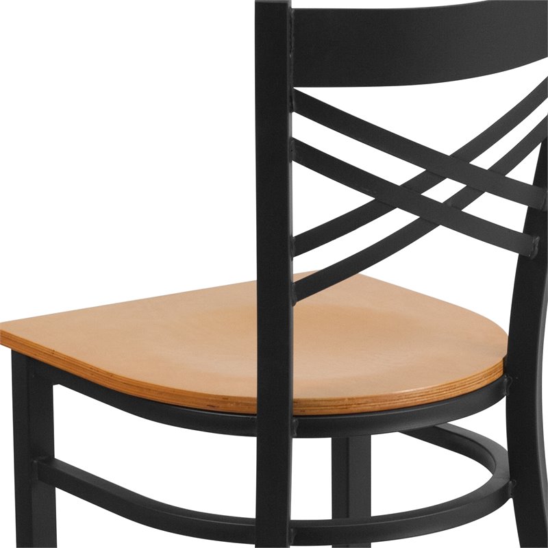 Pemberly Row Modern Restaurant Dining Chair in Black and Natural