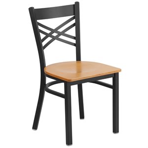 Pemberly Row Modern Restaurant Dining Chair in Black and Natural