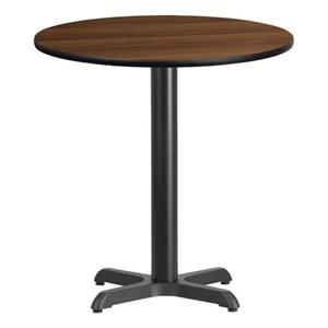 Pemberly Row 24&quot Round Restaurant Dining Table in Black and Walnut