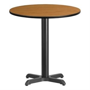 Pemberly Row 24&quot Round Restaurant Dining Table in Black and Natural