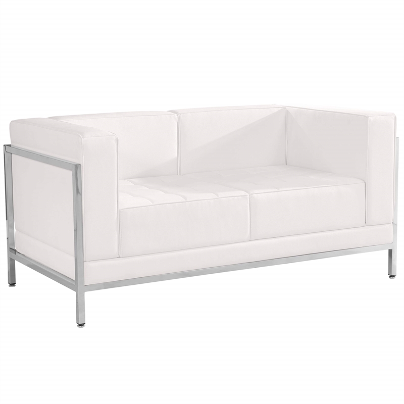 Pemberly Row Modern / Contemporary Leather Reception Loveseat in White