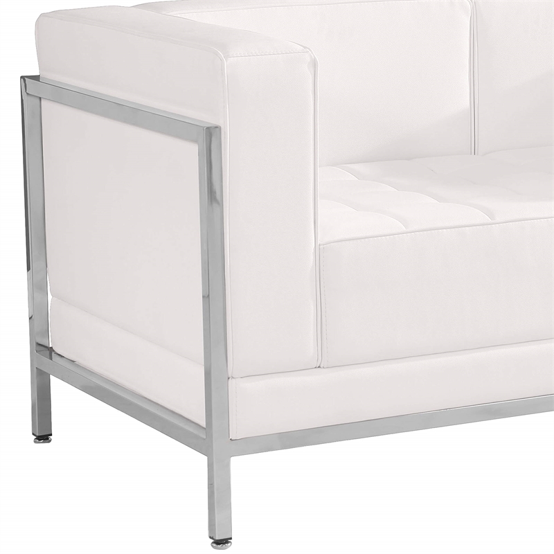 Pemberly Row Modern / Contemporary Leather Reception Loveseat in White