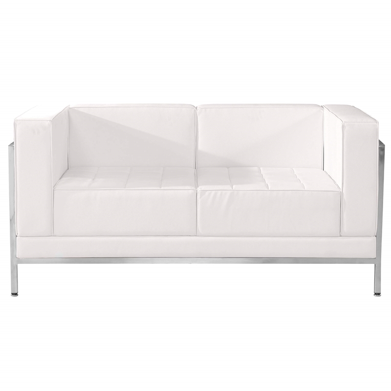 Pemberly Row Modern / Contemporary Leather Reception Loveseat in White