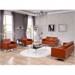 Pemberly Row Modern / Contemporary Leather Reception Sofa in Cognac Brown