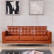 Pemberly Row Modern / Contemporary Leather Reception Sofa in Cognac Brown