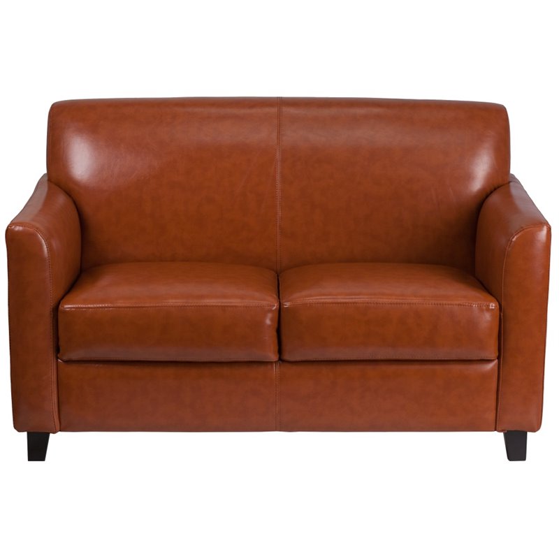 Pemberly Row Modern / Contemporary Bonded Leather Loveseat In Brown