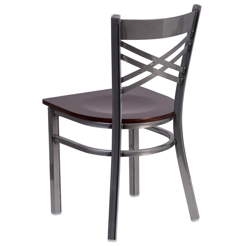 Pemberly Row Modern / Contemporary Metal Dining Chair in Walnut