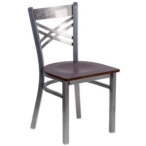 Pemberly Row Modern / Contemporary Metal Dining Chair in Walnut