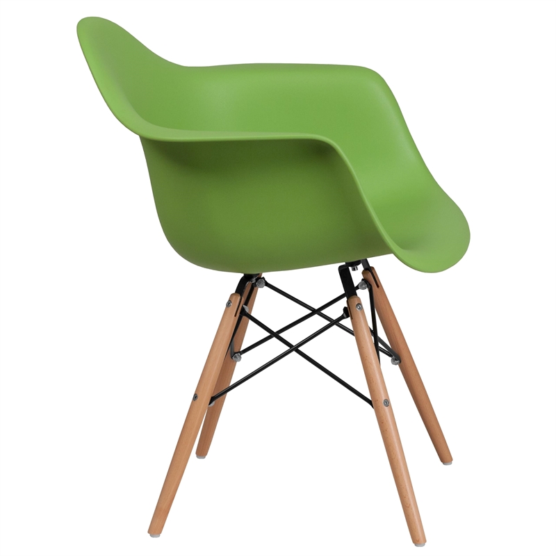 Pemberly Row Modern Series Plastic Chair With Wood Base In Navy