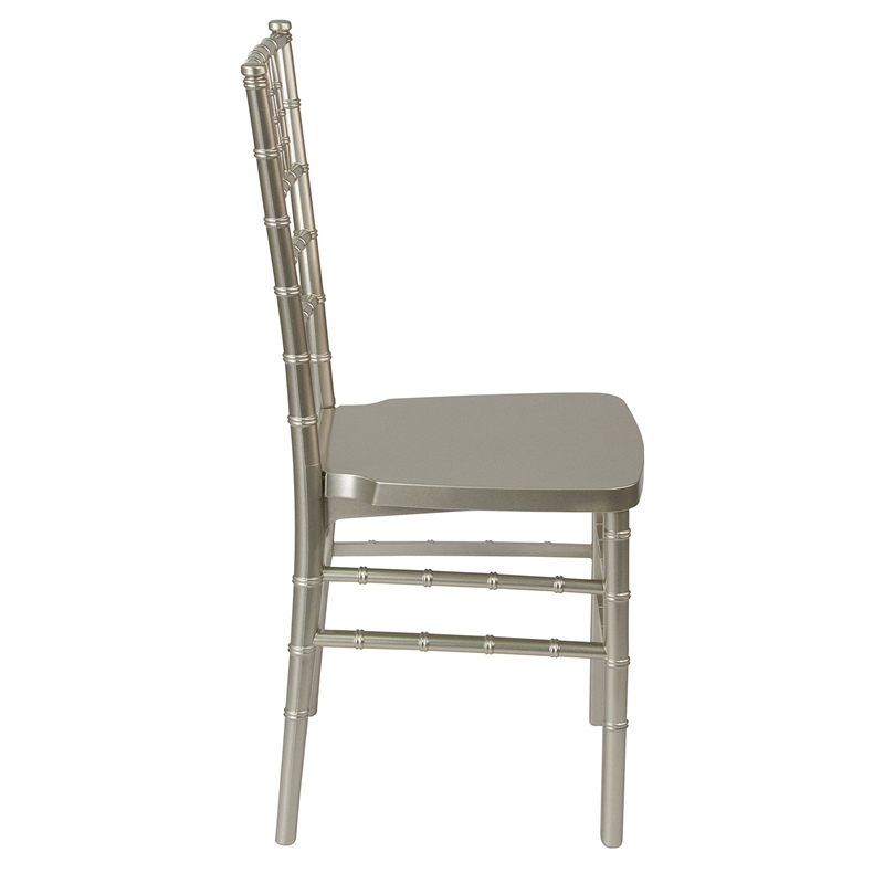 Pemberly Row Modern Premium Resin Stacking Chair in Champagne