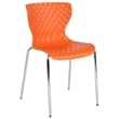 Pemberly Row Modern Plastic Dining Side Chair in Orange and Chrome