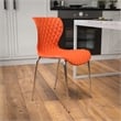 Pemberly Row Modern Plastic Dining Side Chair in Orange and Chrome