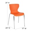 Pemberly Row Modern Plastic Dining Side Chair in Orange and Chrome