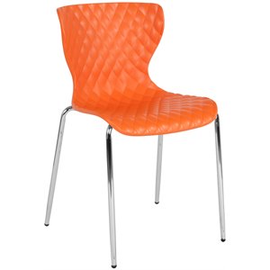 pemberly row modern plastic dining side chair in orange and chrome