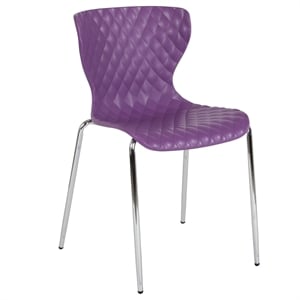 Pemberly Row Modern Plastic Dining Side Chair in Purple and Chrome
