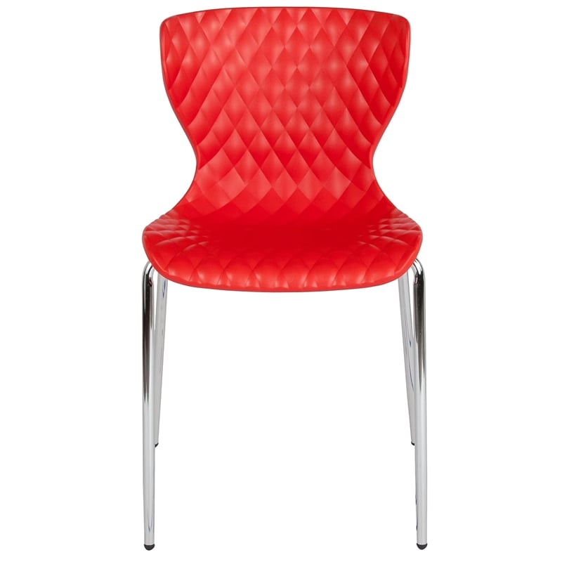 Pemberly Row Modern / Contemporary Plastic Dining Side Chair in Red