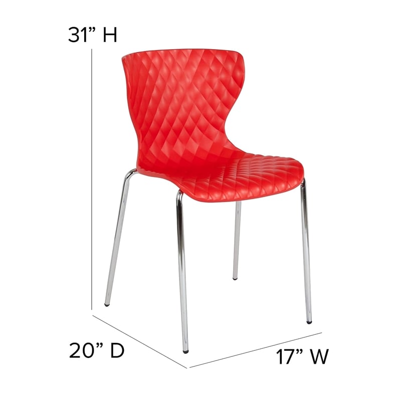 Pemberly Row Modern / Contemporary Plastic Dining Side Chair in Red