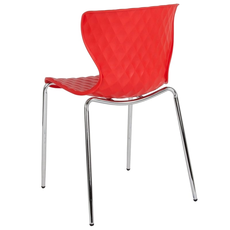 Pemberly Row Modern / Contemporary Plastic Dining Side Chair in Red