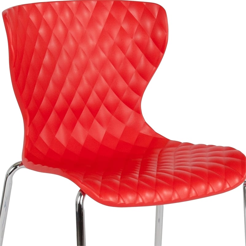 Pemberly Row Modern / Contemporary Plastic Dining Side Chair in Red