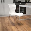 Pemberly Row Modern Plastic Dining Side Chair in White and Chrome