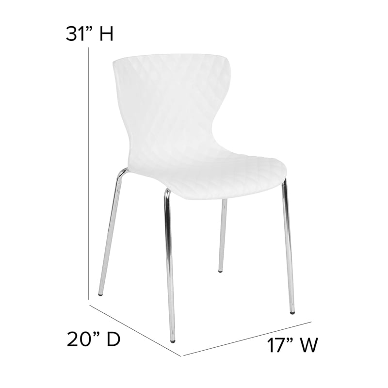 Pemberly Row Modern Plastic Dining Side Chair in White and Chrome