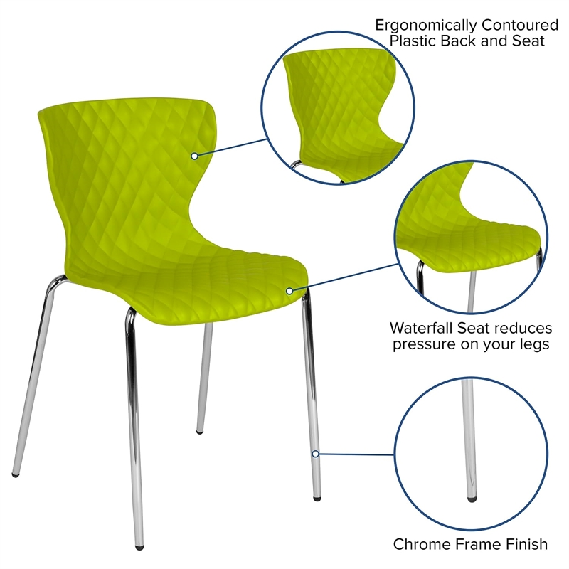 Pemberly Row Modern Plastic Dining Side Chair in Citrus Green