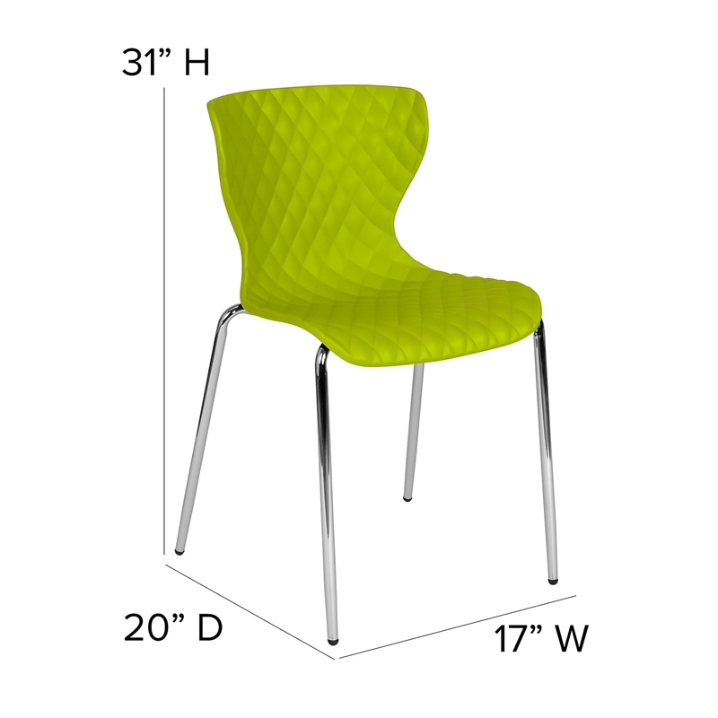 Pemberly Row Modern Plastic Dining Side Chair in Citrus Green