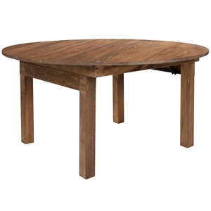 Pemberly Row Modern 60&quot Round Farm Dining Table in Antique Rustic