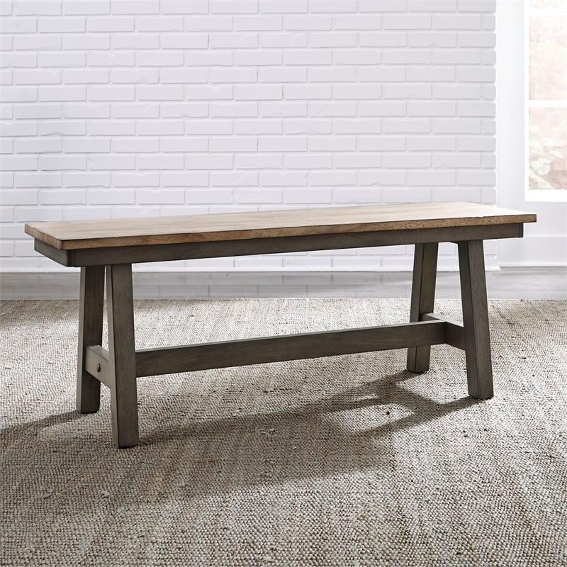 Pemberly Row Modern Lindsey Farm Light Gray Backless Bench (RTA)