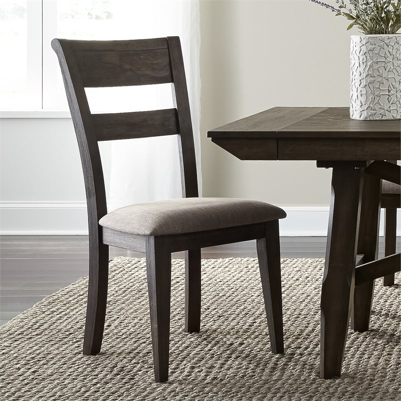 Pemberly Row Double Bridge Dark Brown Splat Back Side Chair (RTA)-Set of 2