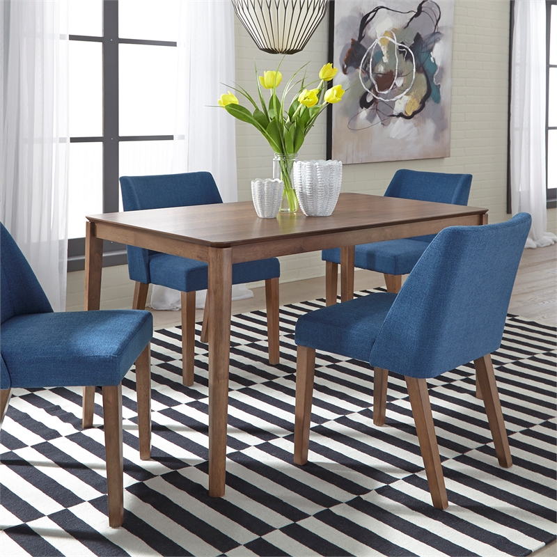 Pemberly Row Space Savers Medium Brown Nido Chair - Blue (RTA)-Set of 2