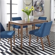 Pemberly Row Space Savers Medium Brown Nido Chair - Blue (RTA)-Set of 2