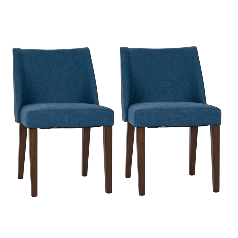Pemberly Row Space Savers Medium Brown Nido Chair - Blue (RTA)-Set of 2